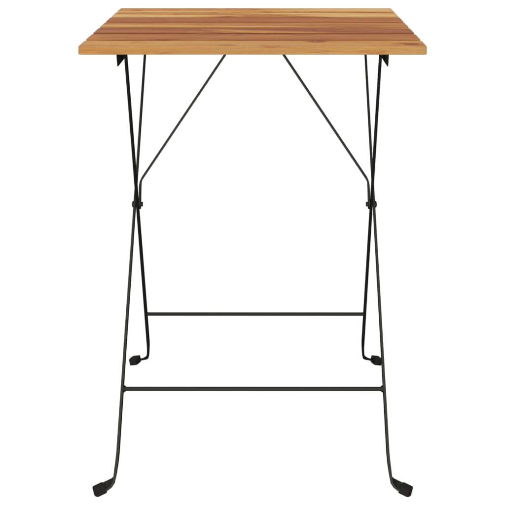 Składany Stolik Bistro, 55X54X71 Cm, Lite Drewno Tekowe I Stal