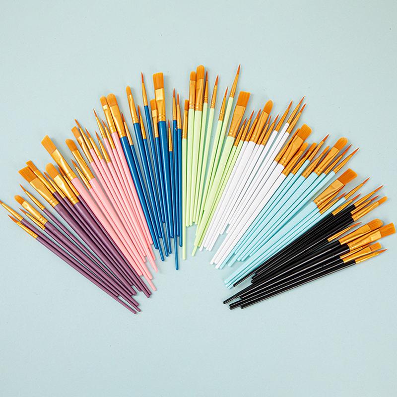 Zestaw 10 sztuk Wielofunkcyjny Pędzel do Akwareli Plastikowy Trzonek Artystyczne Malowanie Akwarela Gwasz Pędzel Olejny Włosie Nylonowe Haczyk Linia Pędzel Olejny