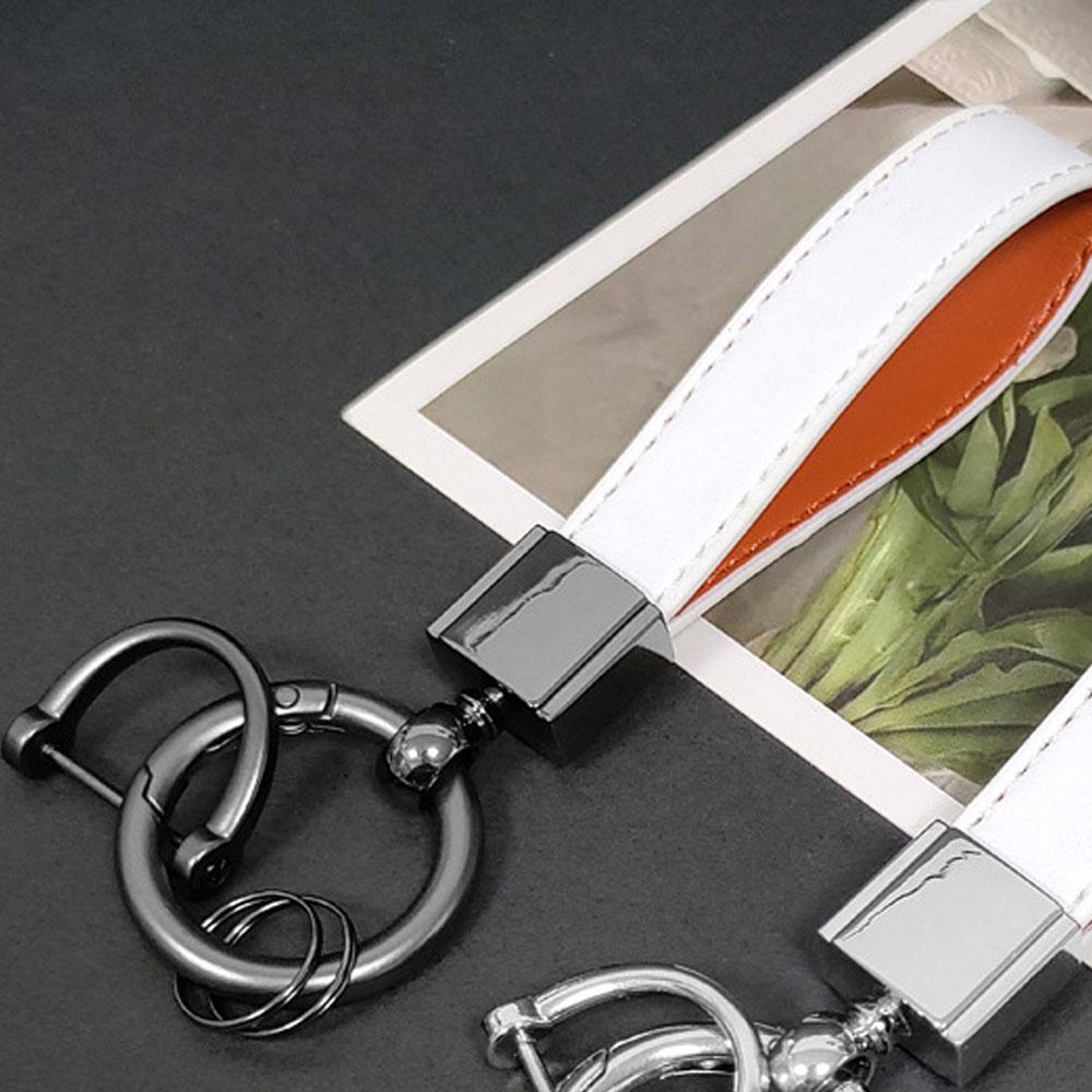 Custom Name Vintage Keychain Personalize Number PU Leather Keyring Car Logo Top-end Business Company Key Ring Chain Gift