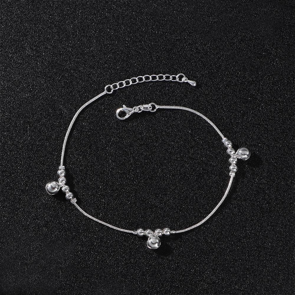 Simple Fashion Jewelry Ankle Bracelet Bells Bead Silver Plated Chain Foot Anklet