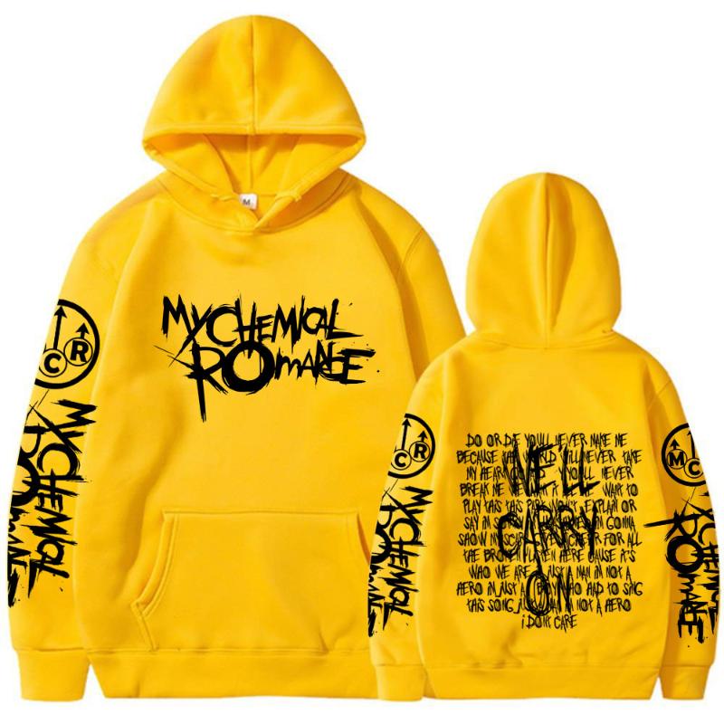 Double Sided Graphic Hoodies Streetwear Black Parade Punk Emo Rock Pullover Men's Women Hooded Sweatshirts