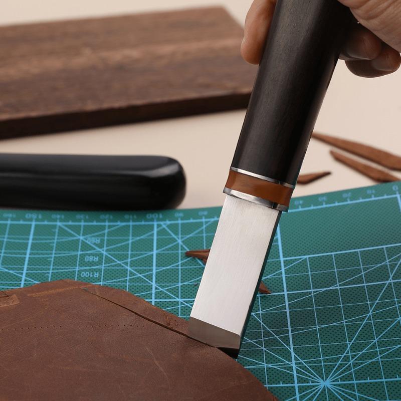 1 adet Deri İnceltme Bıçağı Profesyonel Deri El Sanatları Kesme Bıçağı Kendin Yap El Sanatları Bıçağı Ahşap Saplı İnceltme Aleti