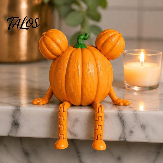 Handmade Vivid Character Statues 3D Printed Halloween Decoration, Cute Ghost Pumpkin Figurine with Holiday Party Atmosphere Ornaments Movable