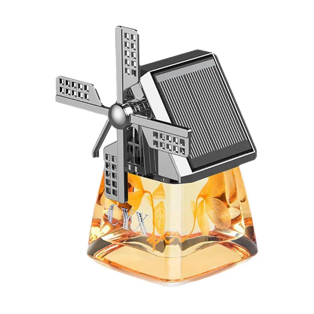 Windmill Aromatherapy Solar Car Air Freshener Solar Powered Rotating Car Interior Aromatherapy Oil Auto Decor Essential F3X1
