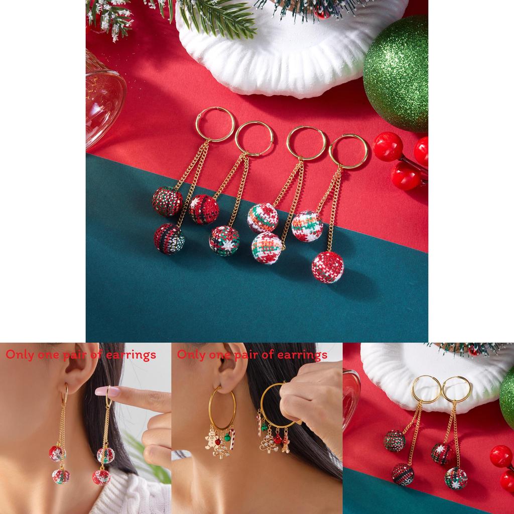Christmas Theme Alloy Earrings With Suede Tassels Details For Seasonal Wear