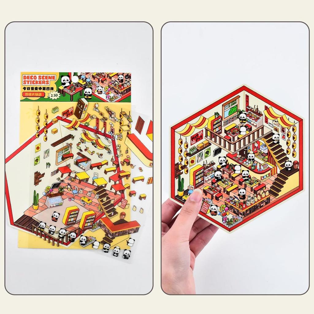 Conjunto de 4 Adesivos DIY 3D para Mini Casa de Hobby com Crie Seu Próprio Pote Brinquedo Loja de Doces Fábrica de Chocolate Cena Mini Quarto Adesivos Artesanais para Estresse