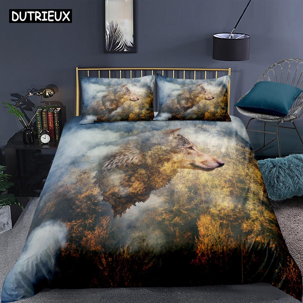 Wolf Cute Animal Bedding Set 3d Printing Kids Adult Luxury Gift Duvet Cover Comfortable Home Textiles Single Full King Size