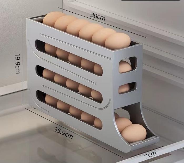 Egg Holder for Fridge, Egg Dispenser Auto Rolling Egg Tray Storage and Organizer, Space-Saving Egg Roller for Refrigerator