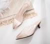 Fashion Netcelebrity Transparent Crystal Peep Toe Slingback Woman Pumps Gold/silver Slip On Slides Clear Thin High Heels Shoes Women2025