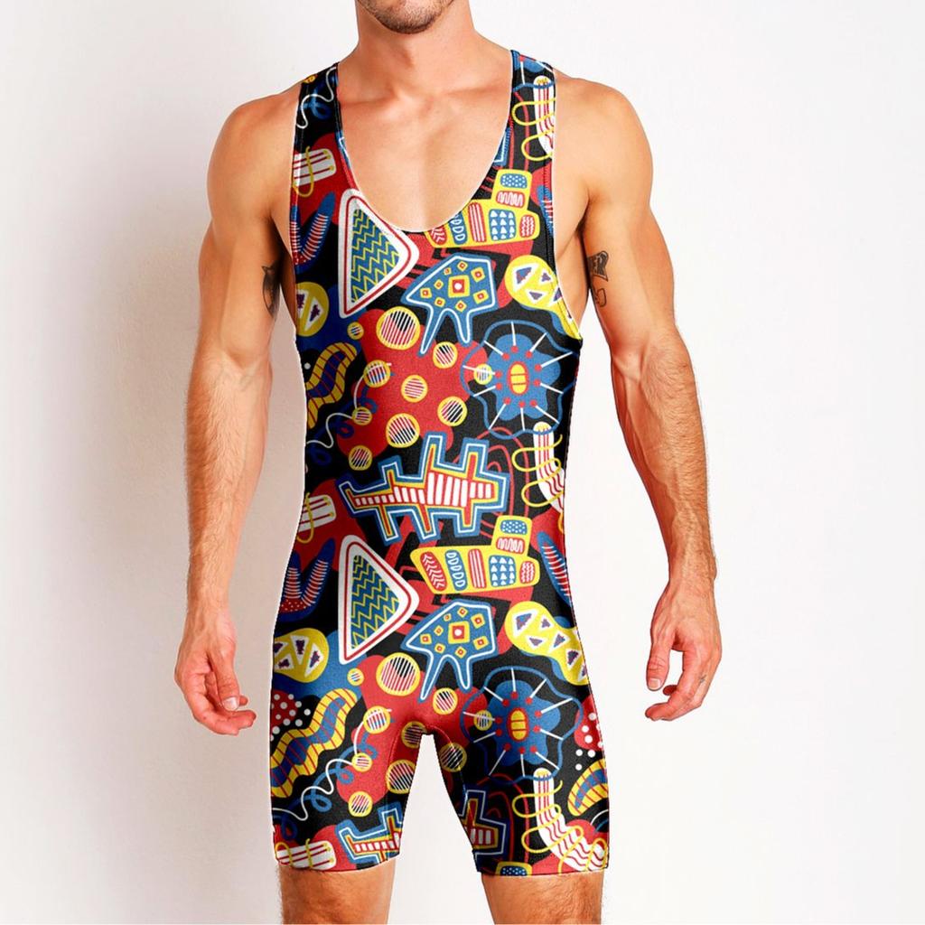 Wrestling suit Wrestling suit One-piece swimsuit Men's gym suit Sportswear Sweat-absorbing light weight training suit