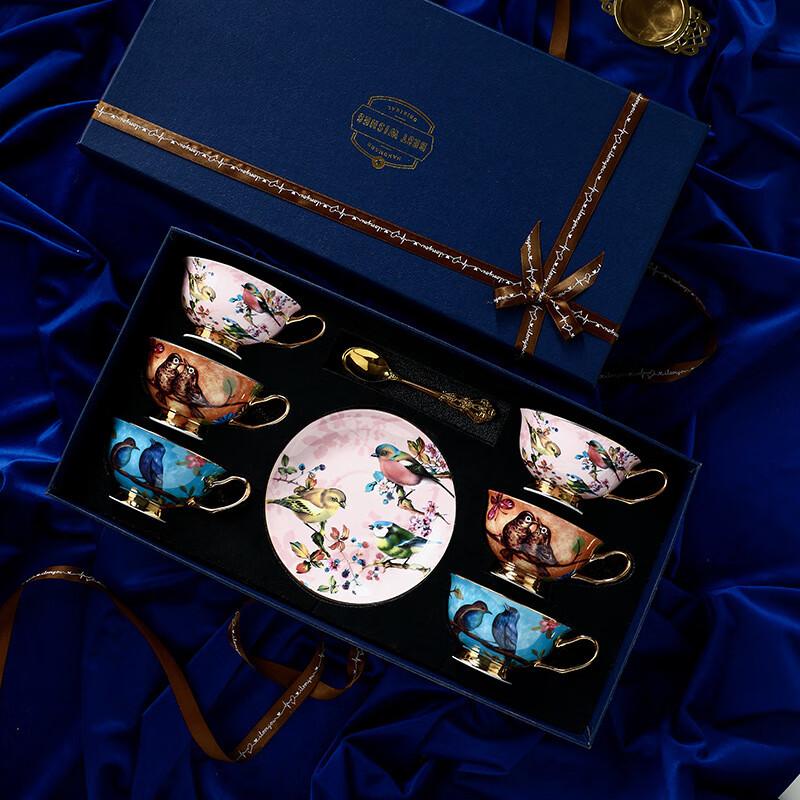 

Exquisite European Style Porcelain Coffee Cup & Saucer Set Yi Tang Yan Que Gift Box