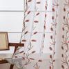 Rod Pocket Design Semi Sheer Curtain Easy Installation Wheat Embroidered Voile Drape Light Filtering for Home Decors