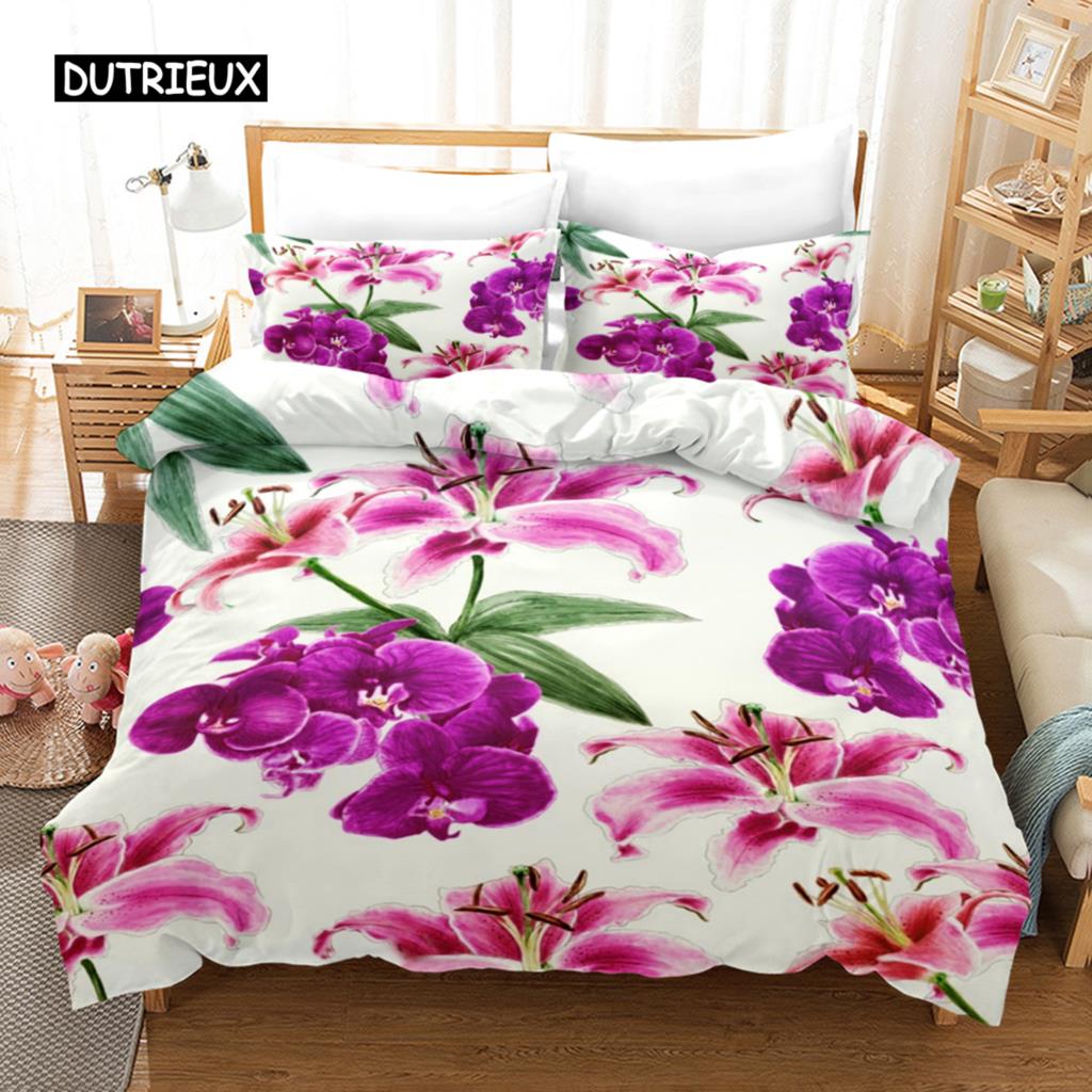 Blumiger Bettbezug Frühling Buntes Blumenmuster Einzelbettwäsche-Set für Kinder Jugendliche Erwachsene Mikrofaser Doppel Queen King Bettdeckenbezug