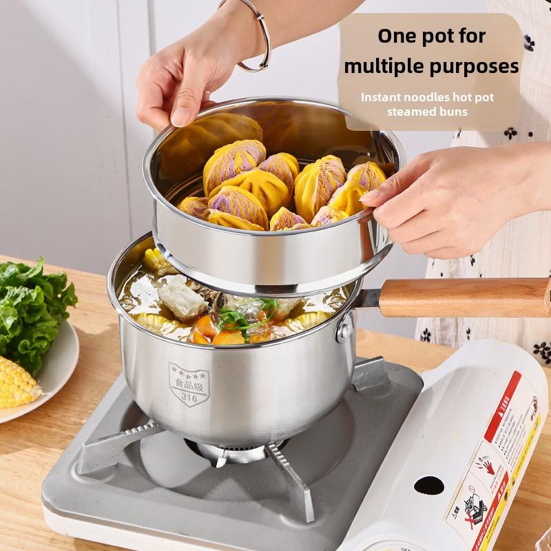 316 stainless steel pot super thick baby food pot stainless steel  soup baby milk  cooking one pot