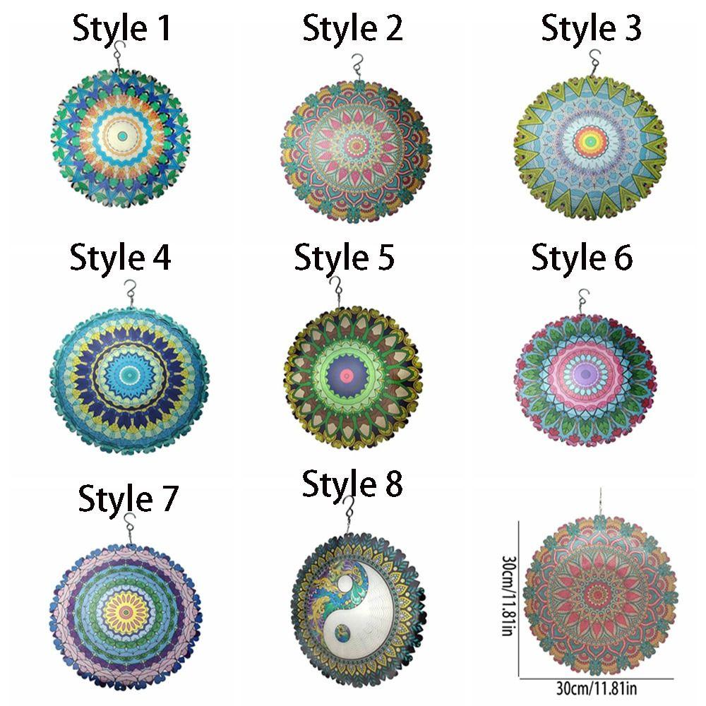 Iron 3D Rotating Wind Wheel Creative Wind Chime Craft Garden Decoration Pendant  Room