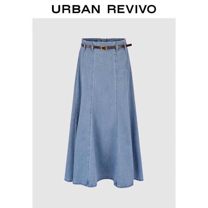 Женская ретро джинсовая юбка А-силуэта с поясом UR XL