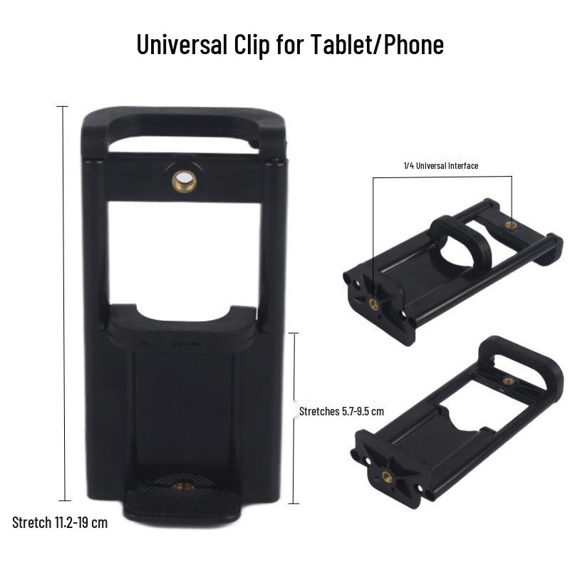 Universal Phone Clip & Tripod Stand with Rotating Head and Horizontal/Vertical Positioning