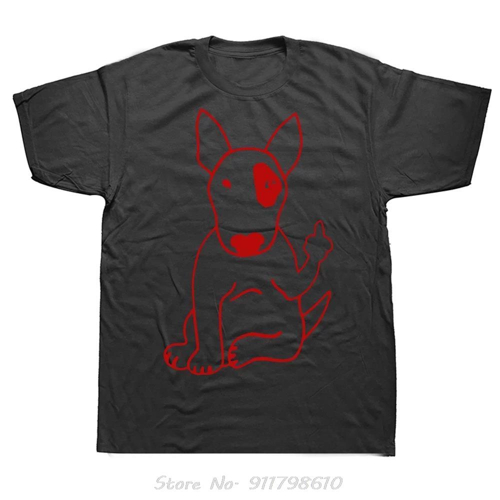 Novelty Oversized T-shirt English Bull Terrier Middle Finger Dog Lover Fitness T Shirt Men's Clothing Fashion Cotton Tshirt