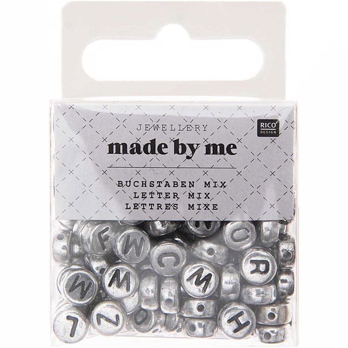 165 Beads - Round Letters - Silver