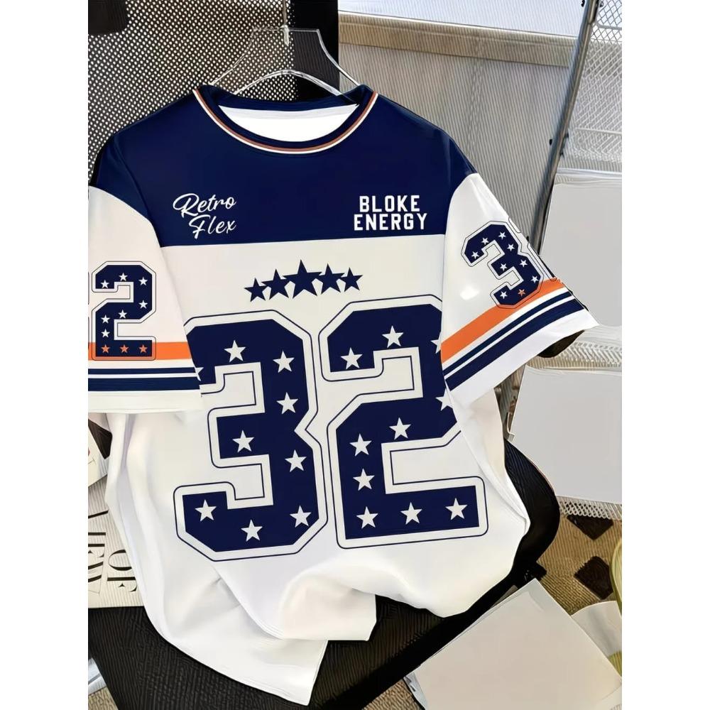2026 Summer Children's Number Digital Print Pattern Sports American Style Top Round Neck Short Sleeve Cute T-Shirt Girls Clothes