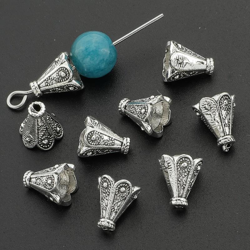 100 Stück Vintage Legierung Blume Abstandshalter Perlen - Blütenblattförmige Kappen für DIY Schmuckherstellung, Quasten-Halsketten- & Ohrring-Verbinder