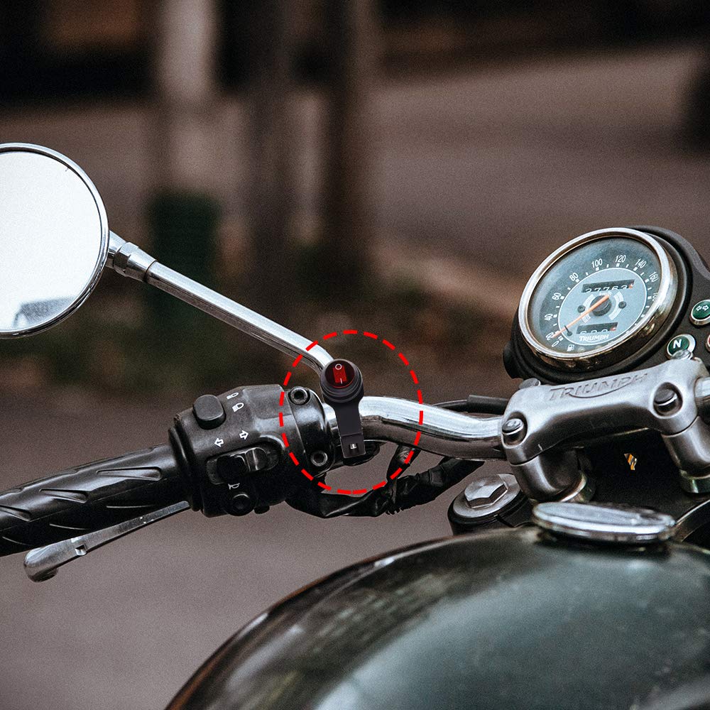 Aoling Motorcycle Switch, Waterproof 22mm with Red Indicator Light, Handle Switch, On/Off Light