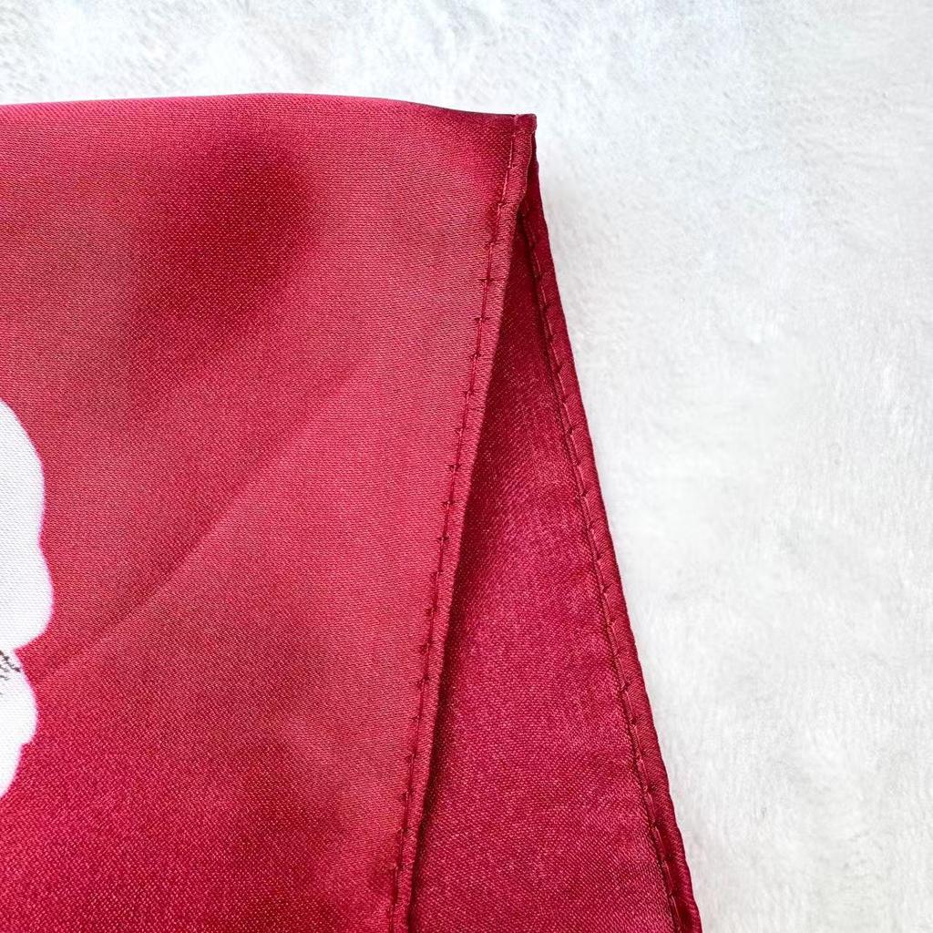 Red flower spring and summer 91x181 extended thin printed silk scarf imitation silk scarf fashionable and versatile