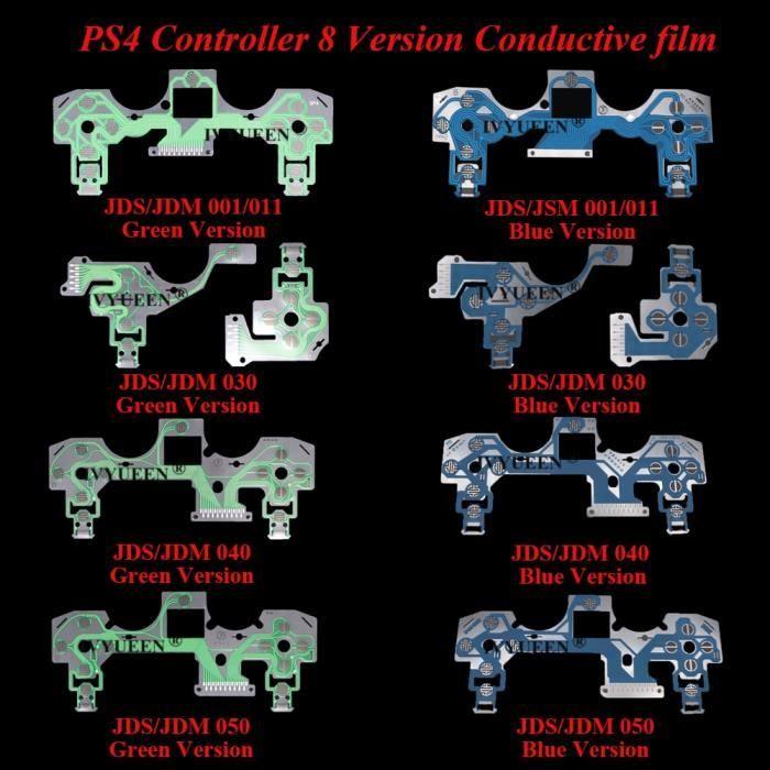 JDS-040 Blue Circuit Board with Replacement Buttons, for PS4 Dualshock 4 Pro Slim Controller, Film Con