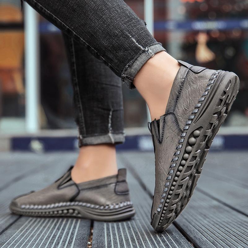 Frühling und Sommer 2025 Neue Übergröße Herren Freizeitlederschuhe Handgefertigt Außenhandel Herrenschuhe Ein Schuh