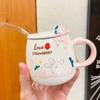 Cute Rabbit Strawberry Mug Straw Coffee Cup Mug for Tea Mugs Funny Cups and Mugs Drinkware Kitchen Dining Bar Home Garden