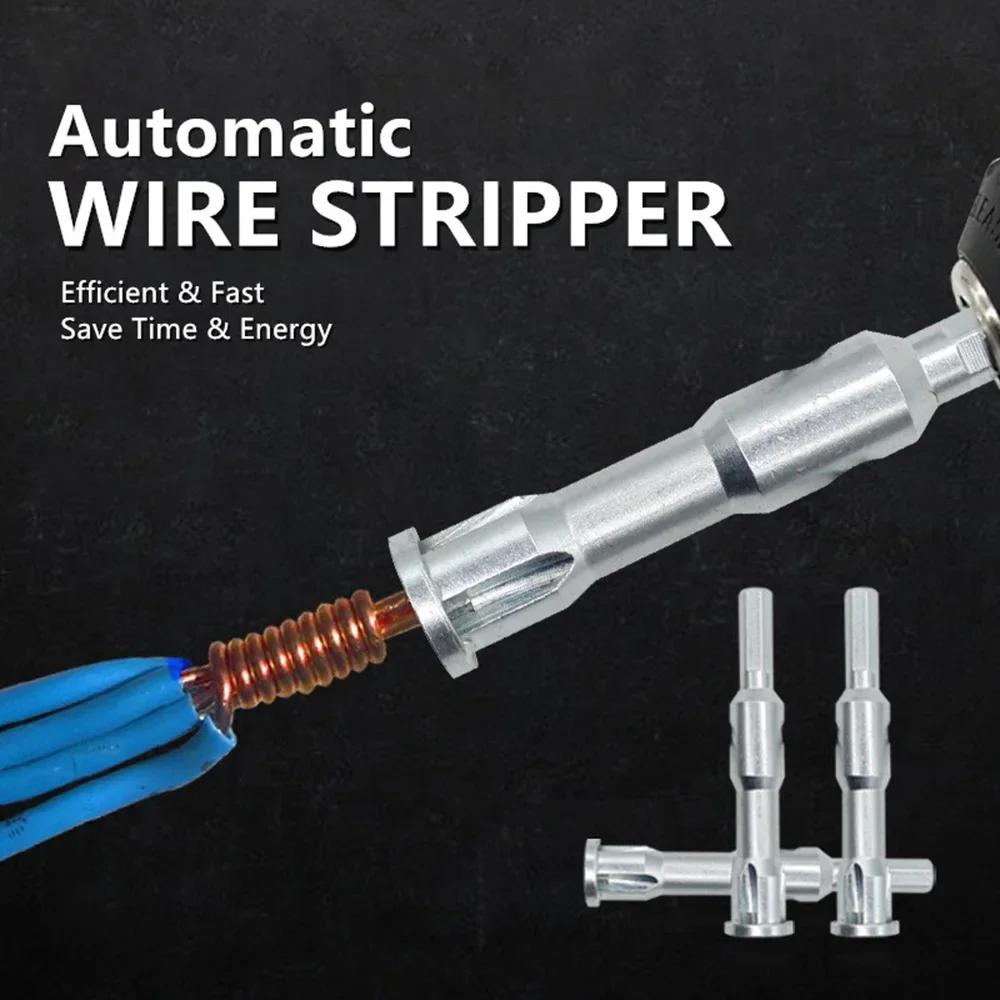 Electrician's Automatic Wire Stripper - Cable Peeling, Twisting, and Connector Drill Bit Tool for Electrical Work