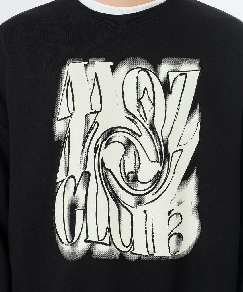 MOZMOZ Soft French Terry Chaos Oversized Sweatshirt Black