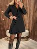 2025 European-American Pleated Suit Dress: Women's Autumn Long-Sleeved Elegant Style
