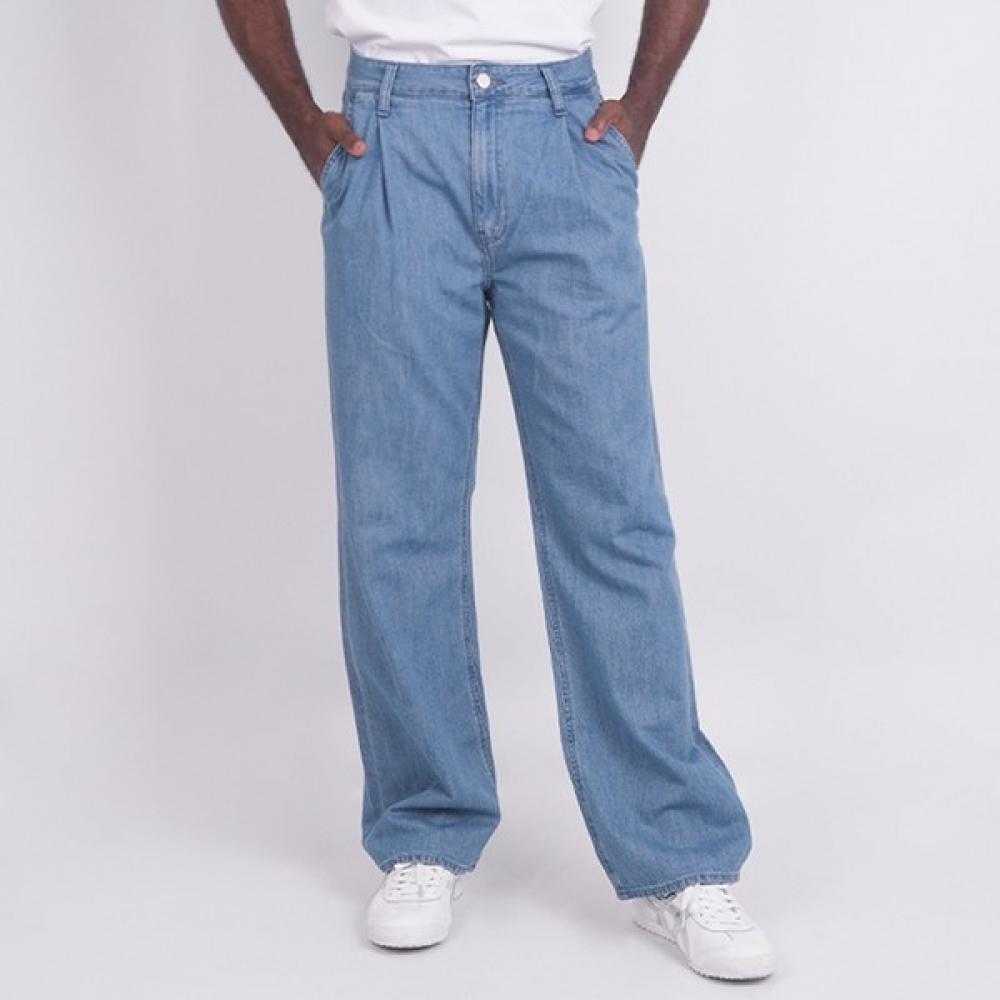 

GueSS GueSS Men S Cotton pantS Pin Tuck Wide Medium Blue Mn2d6003 medium blue/28