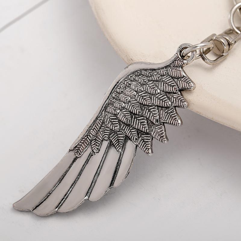 Retro Single Wing Stainless Steel Keychain Angel Feather Design Fashion Unique Pendant Practical Daily Bag Charm