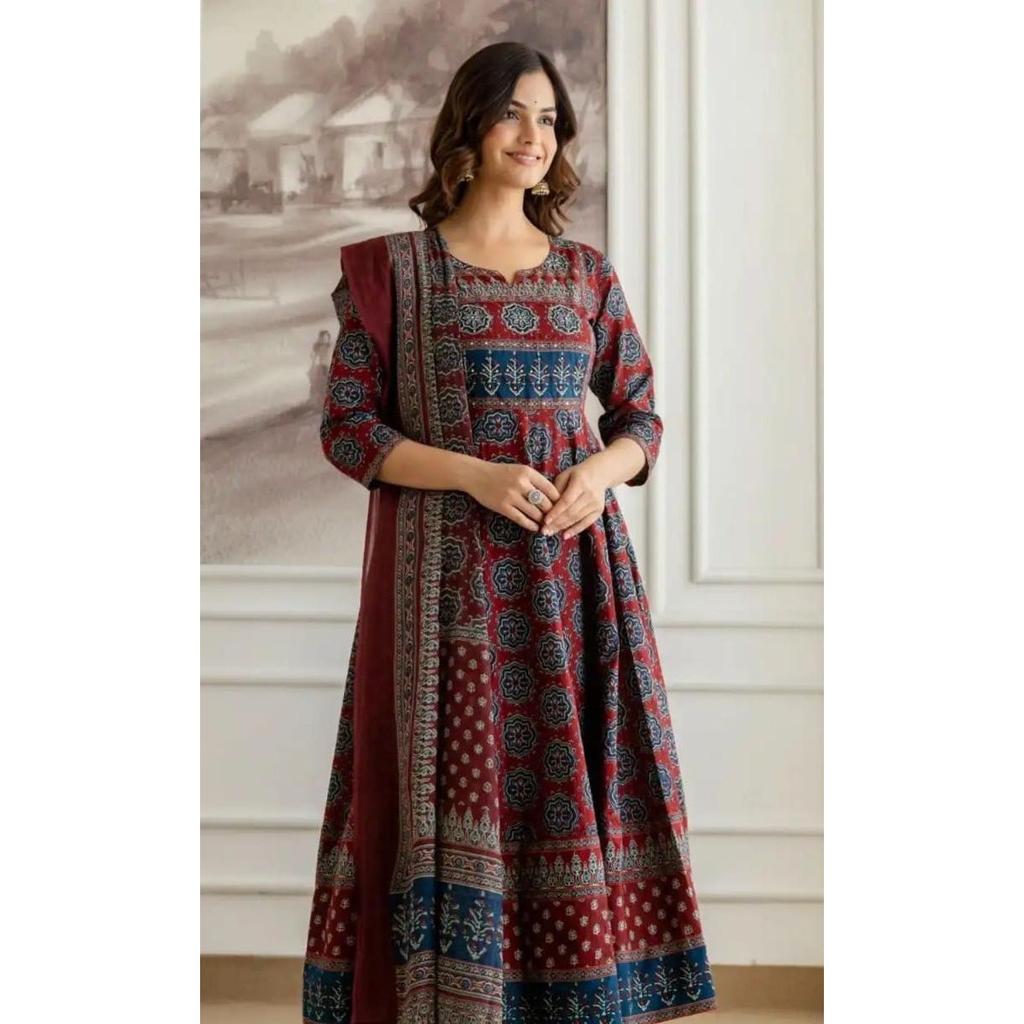 Indian Traditional Anarkali Suit Bollywood Women's Ethnic Kurta Pant Dupatta Set