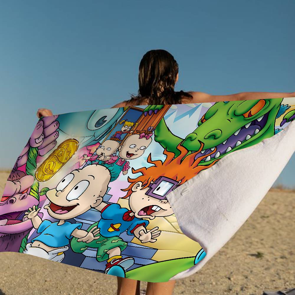Cartoon Funny R-Rugrats Microfiber Blanket Quick Drying Beach Towels Oversized Printing Super Absorbent Pool Towel Blanket