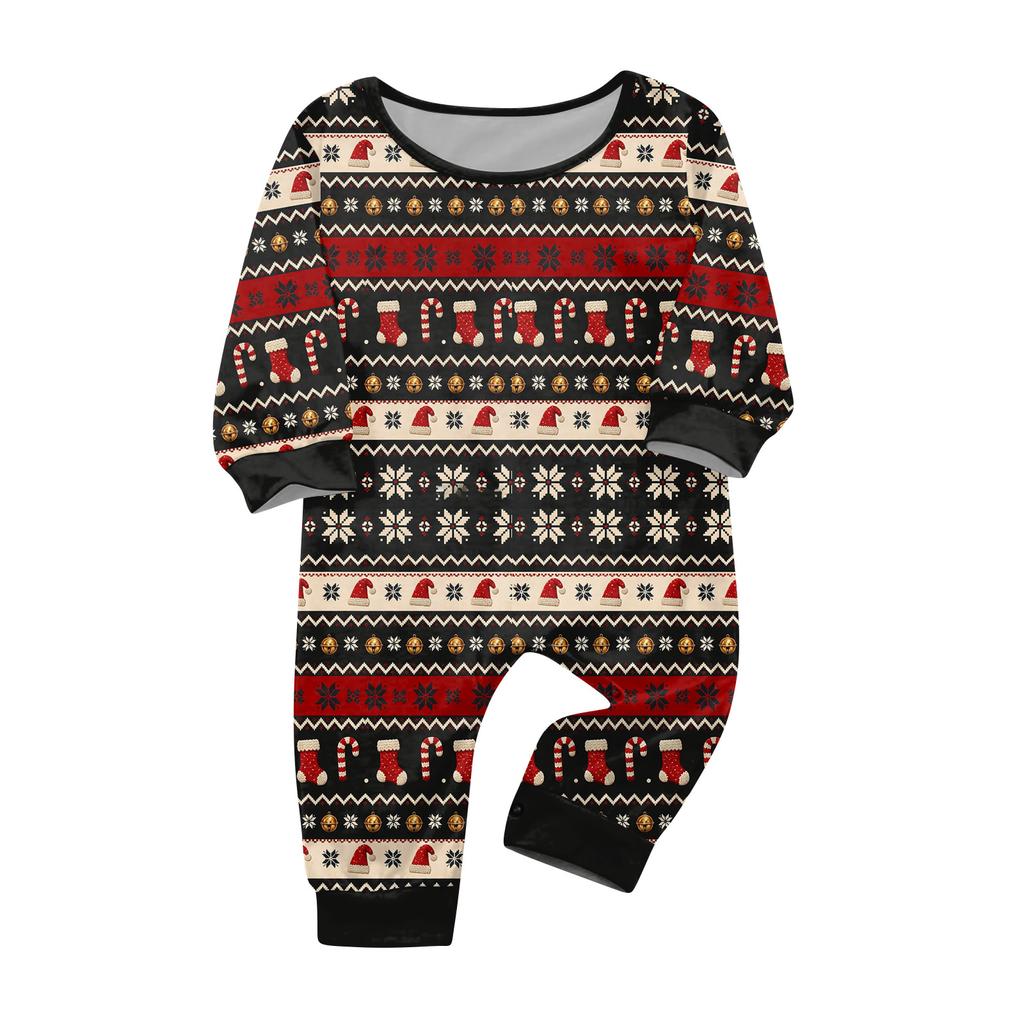 Family Matching Christmas Print Crewneck Long Sleeve Pants Loungewear Set for Holiday