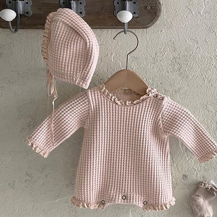 Koreansk babyvaffel-romper - Nyfødt- og småbarnsbody for vår/høst