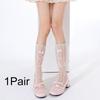 1Pair Lace Stockings Fairyism Sweat Absorption Sweet Middle Cylinder Korean Series Transparent Pile Socks Butterfly Knot
