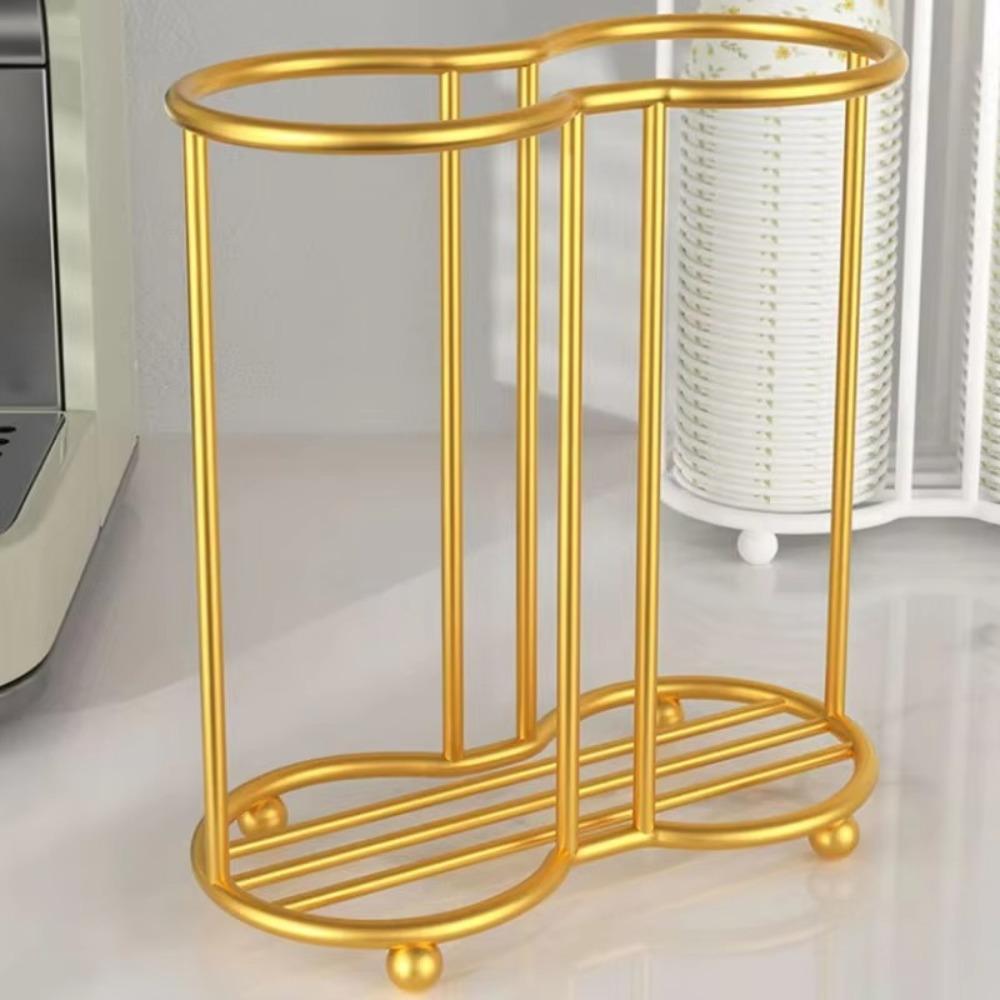 Metal Kitchen Paper Cup Holder Hollow Out Design Single Layer Cup Storage Shelf Double Layer Large Capacity