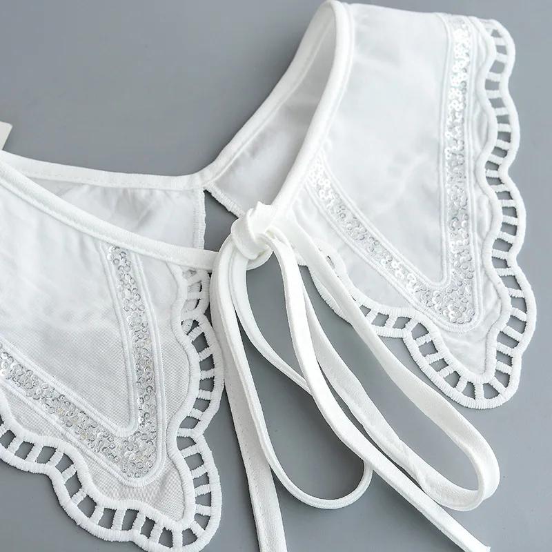 Perfect Match Women White Embroidery Fake Collar Shawl Wraps Girls Summer Dress Shirt Hollow Out Floral Necklace Scarf False Collar