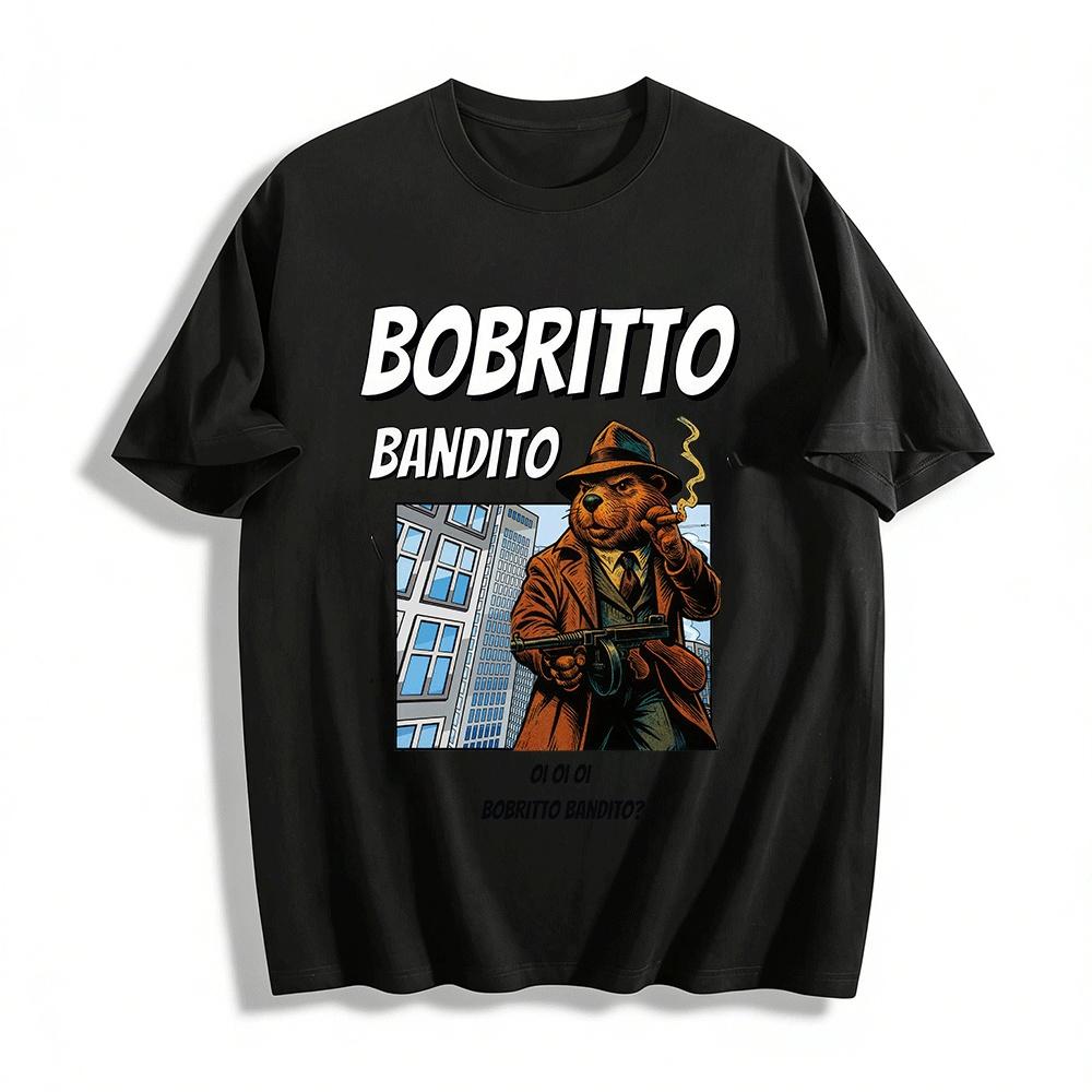 

Vintage Gangster Beaver Print Tee Cool Street Style Casual Top Pure cotton T-shirt XXS