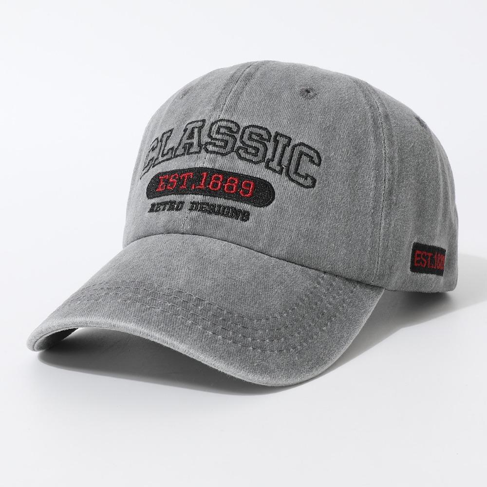 Fashion Classic EST.1889 Embroidery Baseball Cap Visor Washed Cotton Peaked Cap Adjustable Baseball Hats For Man Women Unisex