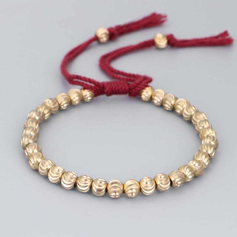 Handgemaakte Tibetaanse Koperen Kralen Armband Boeddhistisch Gevlochten Katoenen Gelukstouw Armband Geluk Succes Amulet Vrouwen Mannen Vintage