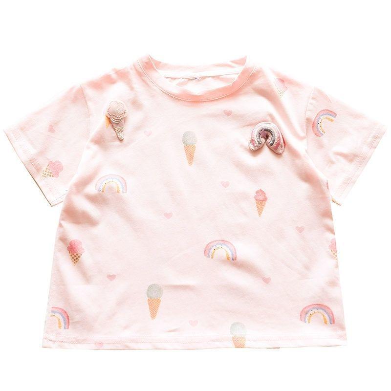 Girls' Short Sleeved T-shirt Thin Children's Summer Clothes Summer Clothes Half Sleeved Top
