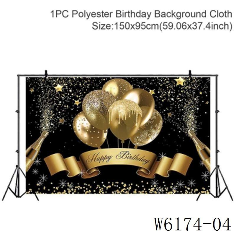 Black Gold Birthday Table Runner 30 50 Birthday Tablecloth Balloon Party Decoration For Home Backdrop Wedding Adult Anniversary