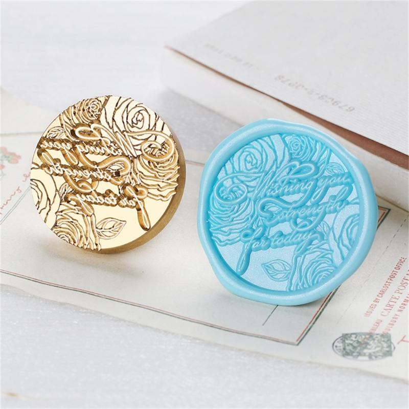 Wax Seal Stamp-Words Phrases Sealing Wax Stamp Flower Sealing Stamp for Envelope Wedding Invitations Card Decorations