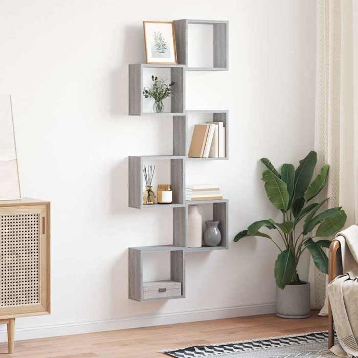 VidaXL Étagères cube murales 6 pcs sonoma gris 30x15x30 cm, stockage en forme de cube, organisateur en forme de cube, 815884