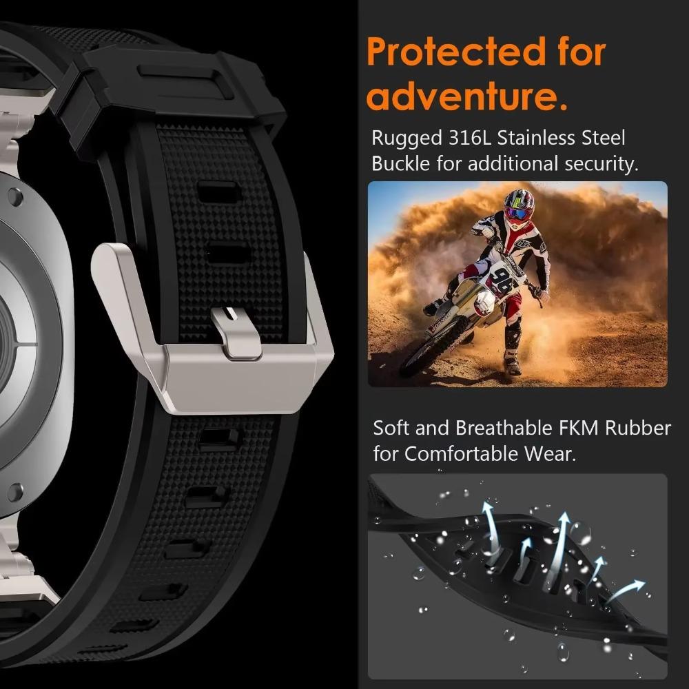 Gummiband för Samsung Galaxy Ultra Watch 47mm Sport Herrarmband för samsung GALAXY ULTRA 7 47MM Inget Mellanrum Rostfritt Stål Klockarmband